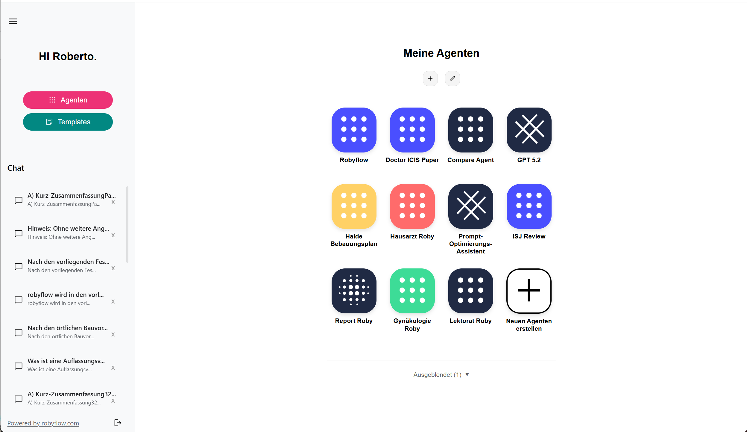 robyflow Hub Interface